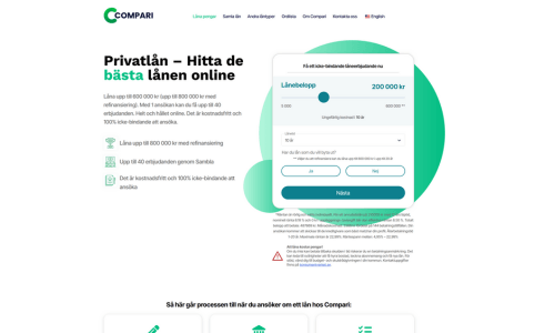 Skärmdump av webbplatsen för Compari